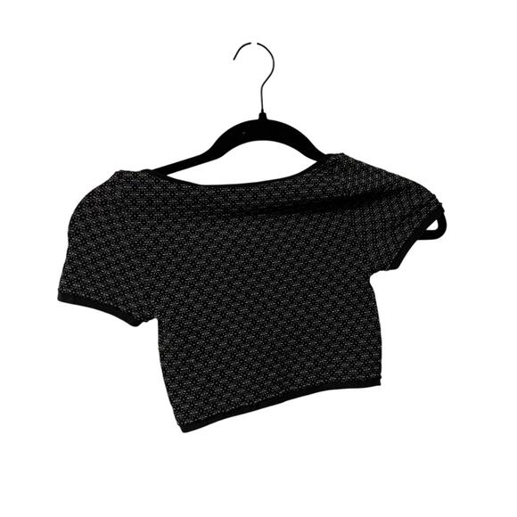 Free People FP Intimately Black White Floral Cropped Top Size Medium - Picture 5 of 5